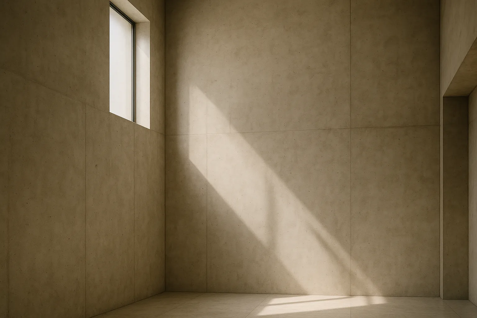 Monochrome concrete wall with soft window light