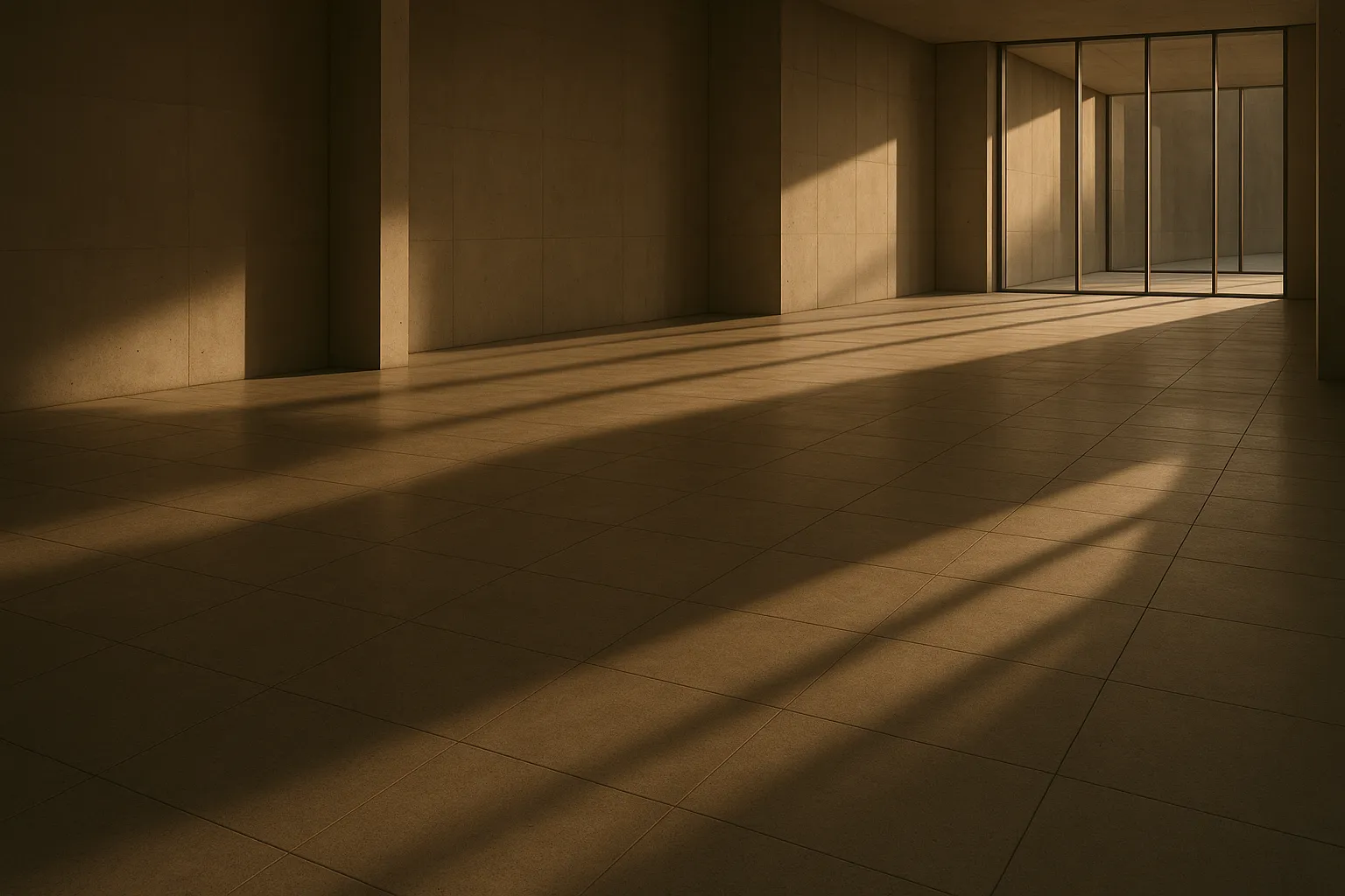 Light falling across a stone floor in monochrome